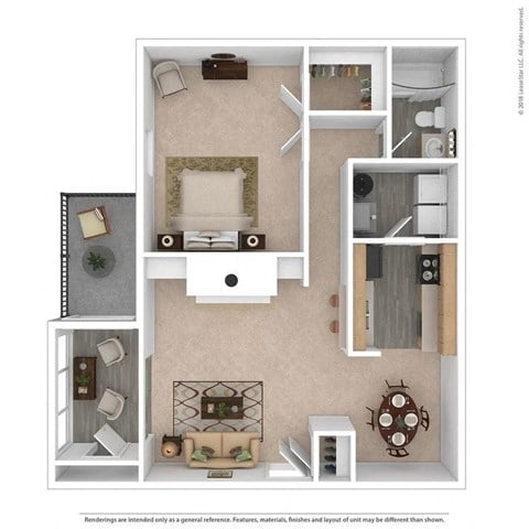 Floor plan for 1 bed, 1 bath, 860 sqft